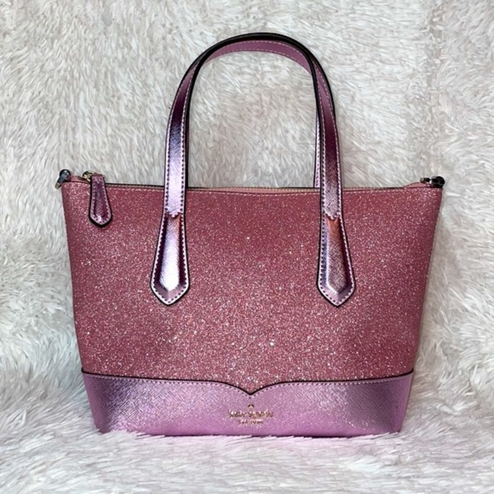 Kate Spade Lola Rose Pink Glitter Metallic Satchel Bag (wallet not included)